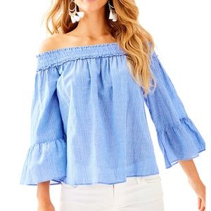 ❗️ OFFERS WELCOME ❗️ Lilly Pulitzer Moira Top In Bennet Blue Yarn Dye Stripe
